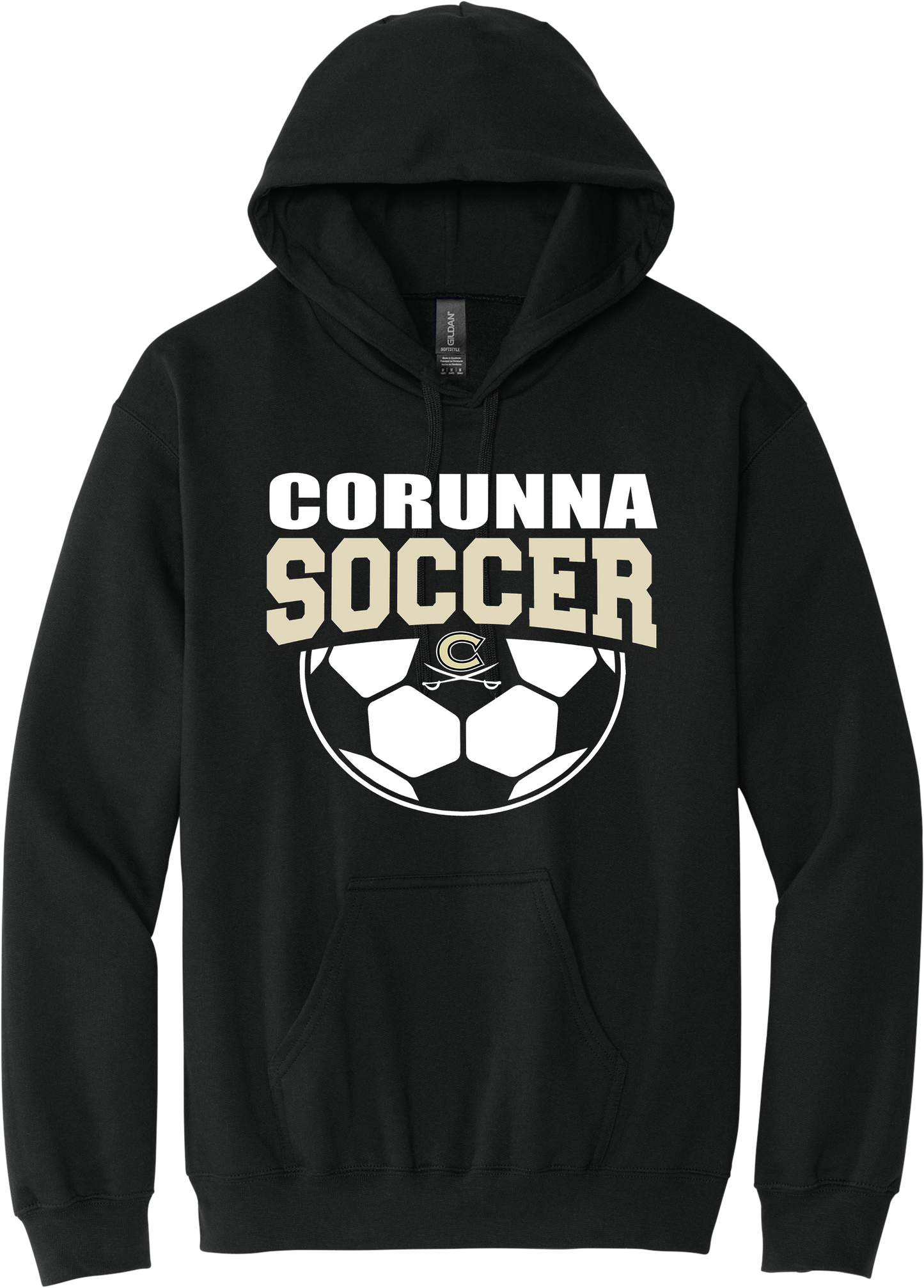 Corunna Boys Soccer Gildan Softstyle Black Hoodie Sweatshirt