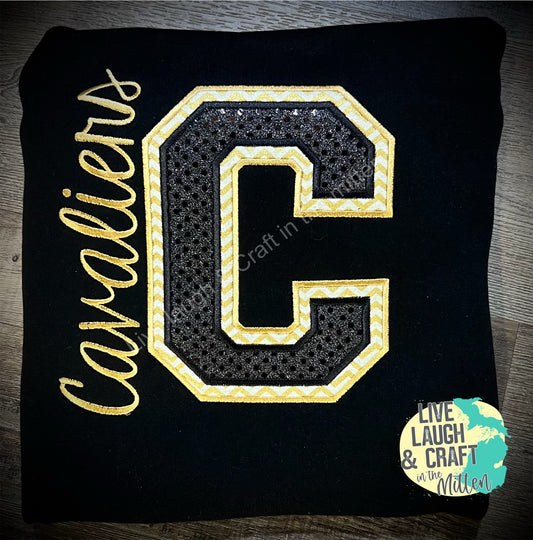 Area Schools Letter and Name Embroidered Design