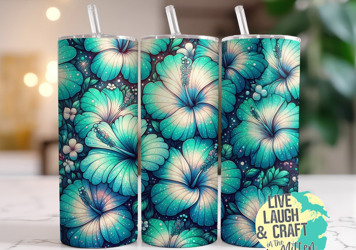 20 OZ. Teal Hibiscus Tumbler