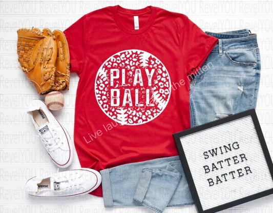Play Ball Baseball Leopard Print