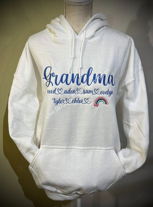 Embroidered Grandma Shirt with Kids Names