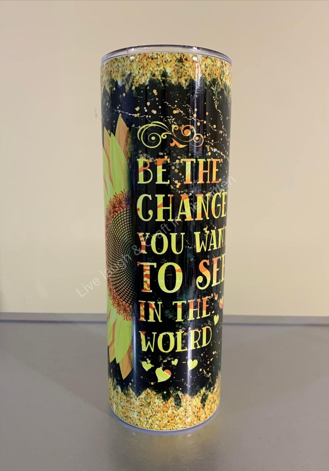 20 oz. Stainless Steel Sunflower Be the Change Tumbler