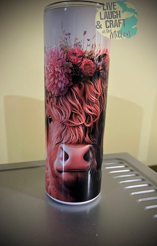 20 oz. Highlander Cow with Sunflowers Tumbler