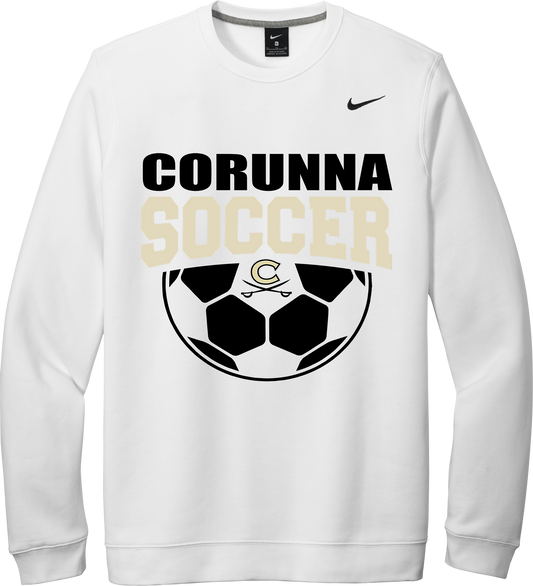 Corunna Boys Soccer Nike White Crewneck Sweatshirt