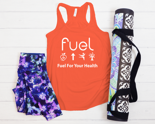 Fuel for your health Logo  Orange Tank Top