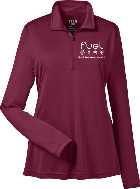 Fuel for your health Logo  Quarter Zip Maroon