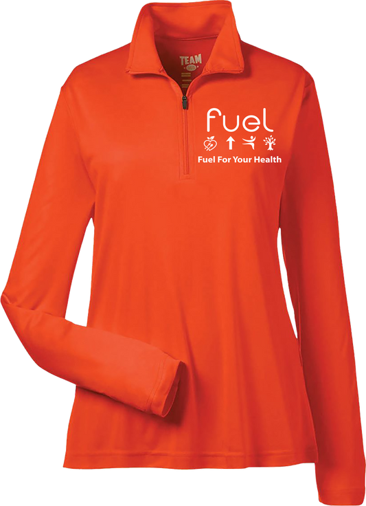 Fuel for your health Logo  Quarter Zip Orange