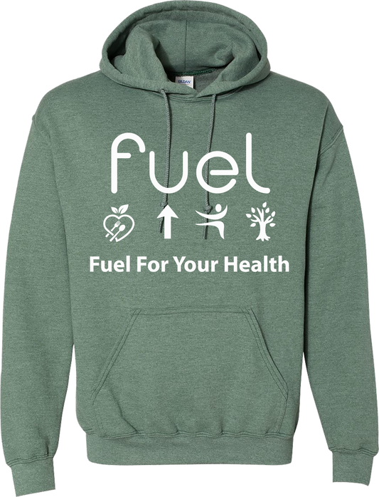 Fuel for your health Logo Heather Green Hoodie Sweatshirt