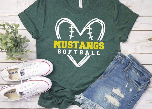 Softball Stitch Heart Custom To Your School